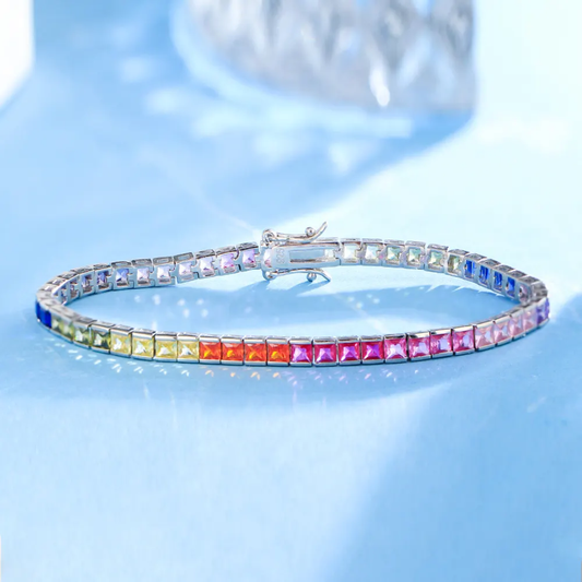 Rainbow Tennis Bracelets - 7 inch
