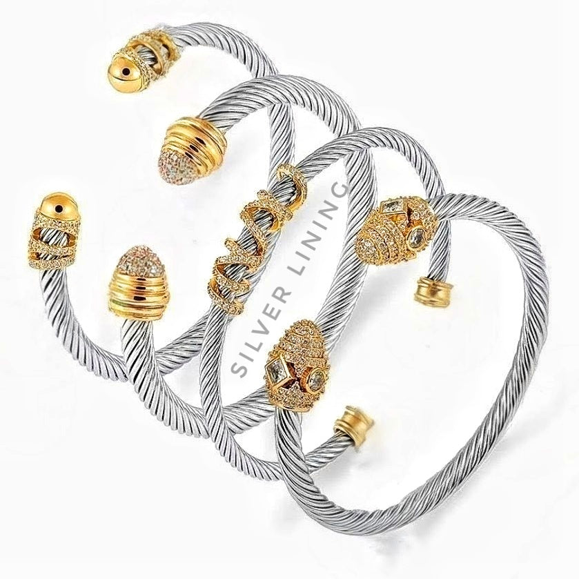 Two Tone Cuff Bracelets - Adjustable