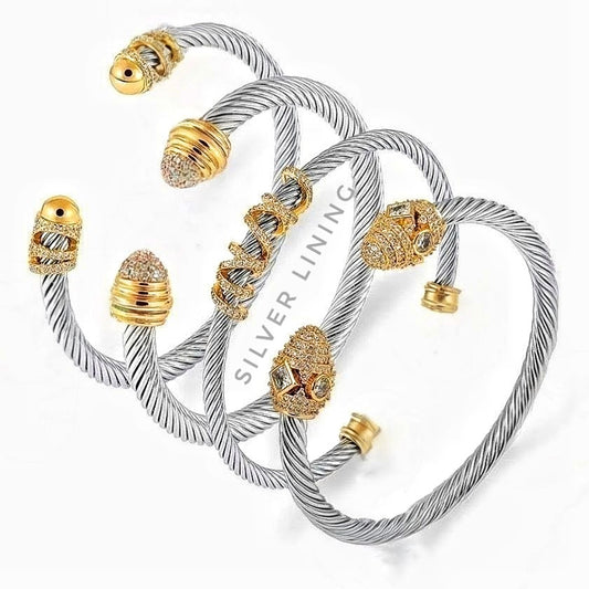 Two Tone Cuff Bracelets - Adjustable