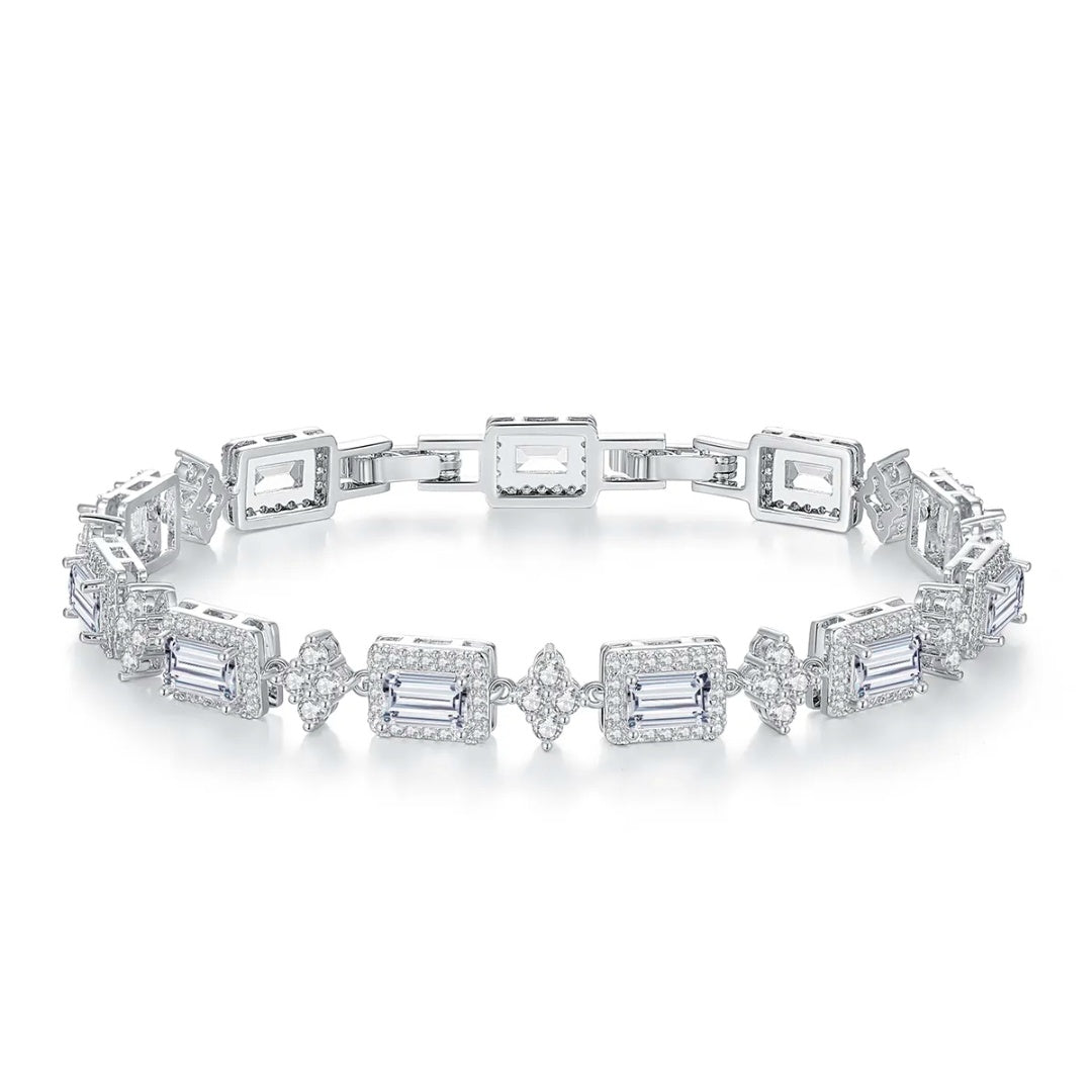 Emerald Cut Tennis Bracelet 17+2 cm (6.8+0.8 inch)