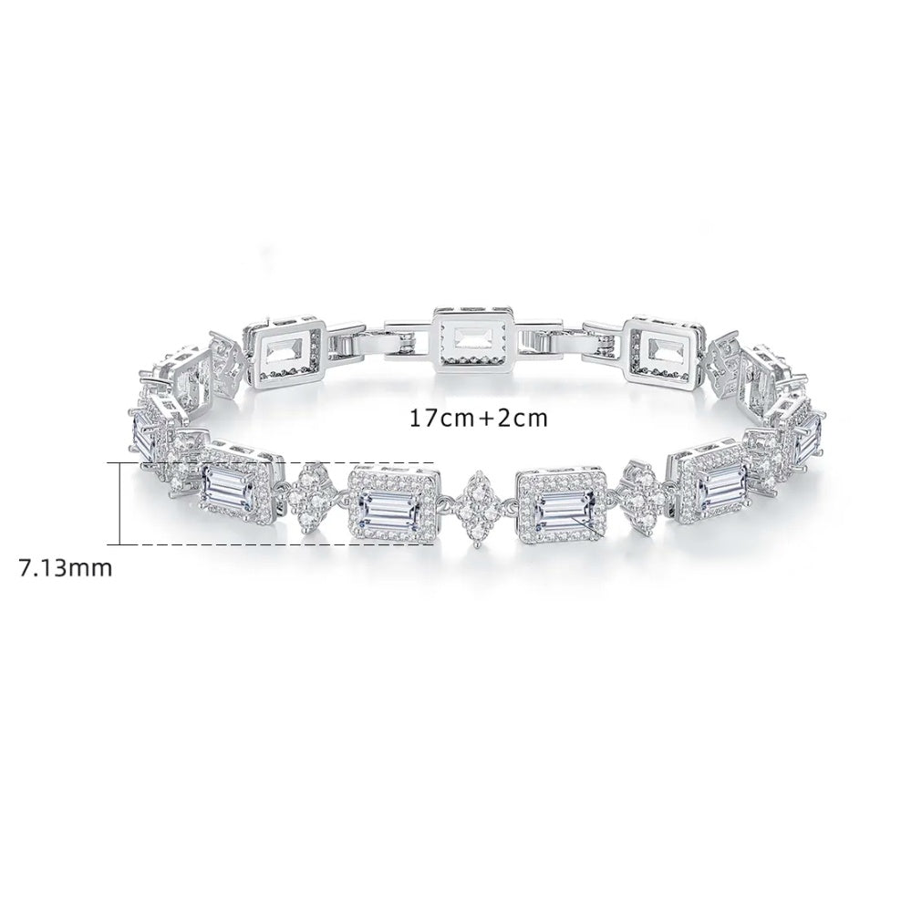 Emerald Cut Tennis Bracelet 17+2 cm (6.8+0.8 inch)