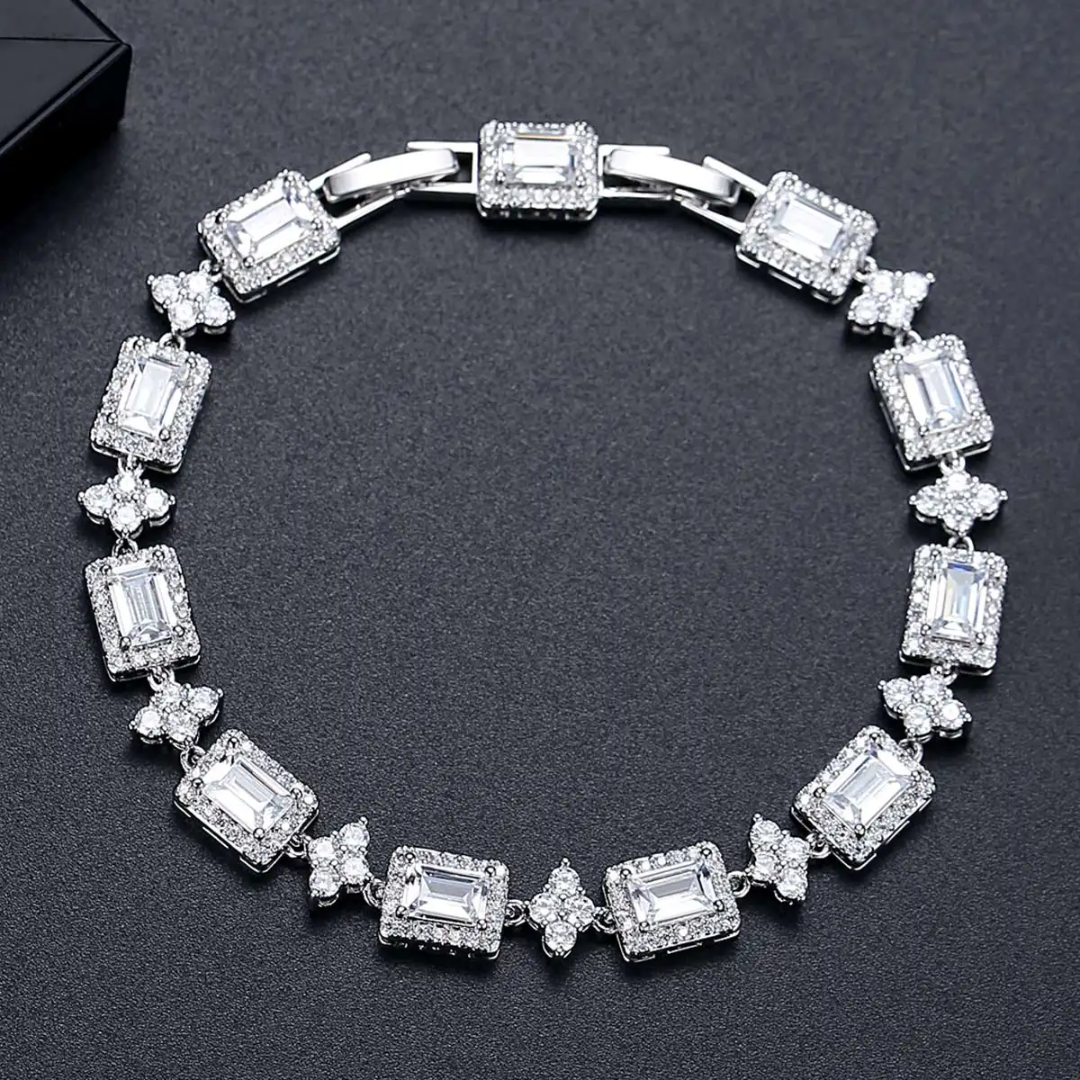Emerald Cut Tennis Bracelet 17+2 cm (6.8+0.8 inch)