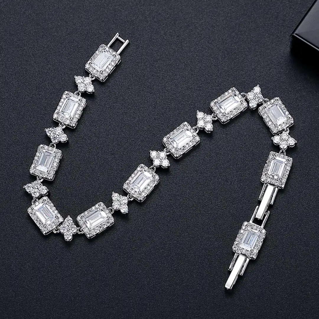 Emerald Cut Tennis Bracelet 17+2 cm (6.8+0.8 inch)