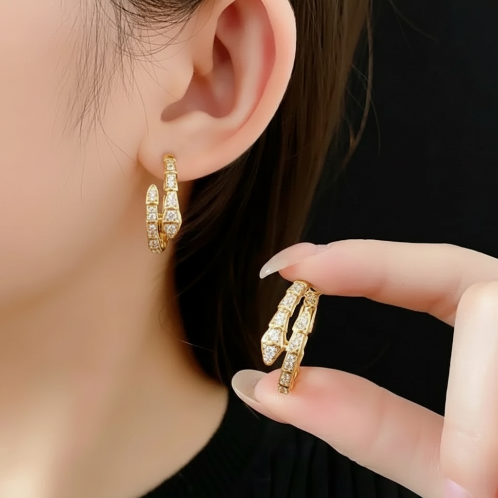 Snake Hoop Earrings Etereo