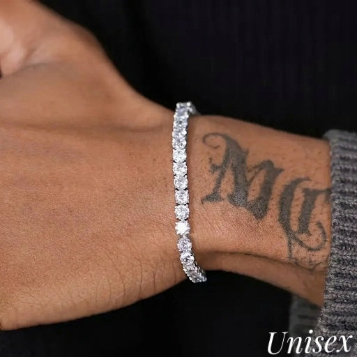 Round Tennis Bracelet - 18K Gold/Rhodium Plated - 7 inch - Unisex