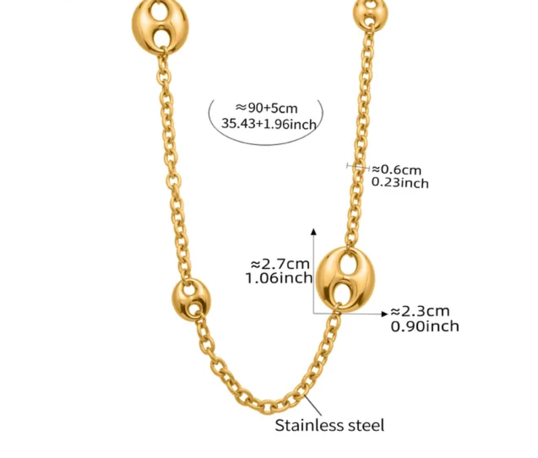 Gold Long Chain Necklace - 36 inch