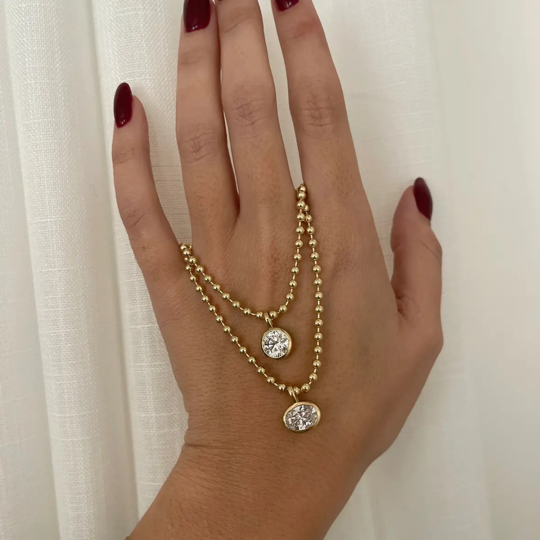 Solitaire Pendant Ball Chain Necklace