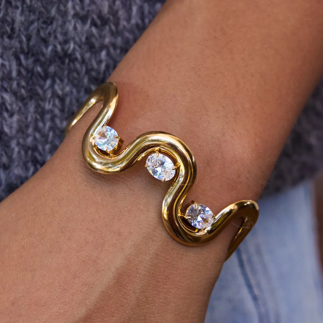 Wavy Cuff Bracelet - Adjustable