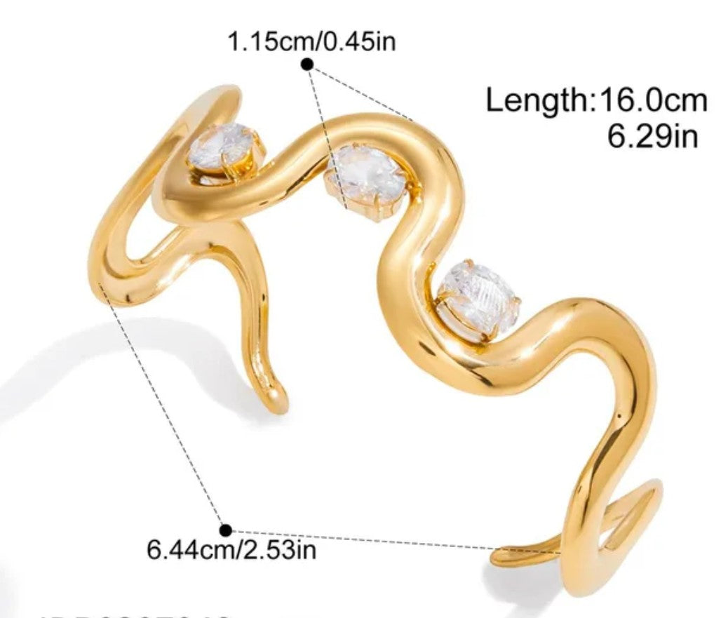 Wavy Cuff Bracelet - Adjustable