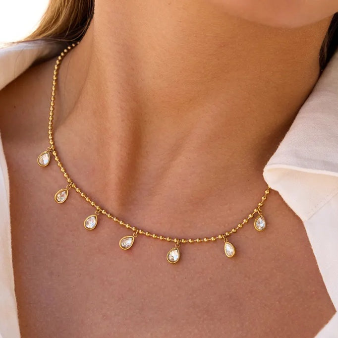 Pear Drop Ball Chain Necklace