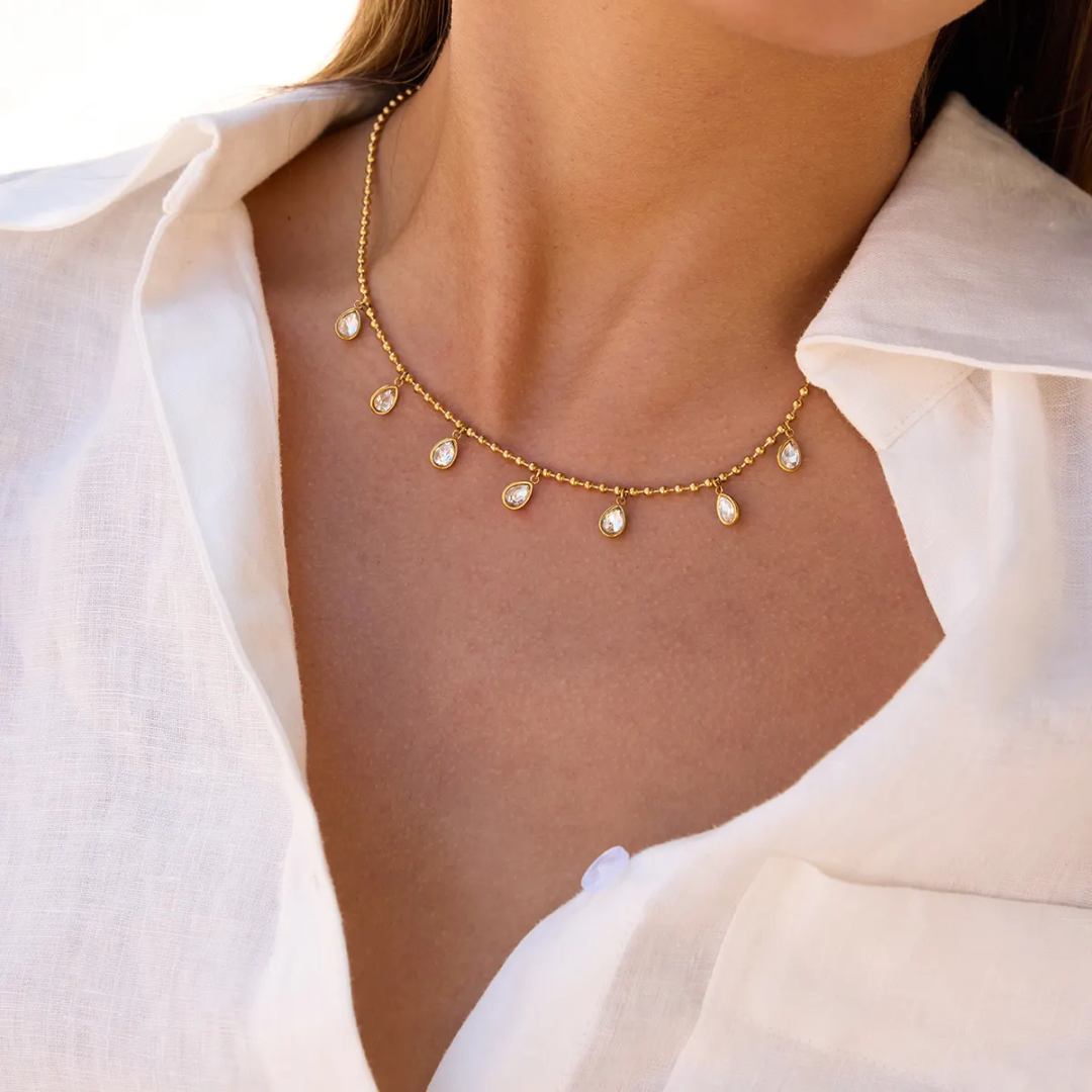 Pear Drop Ball Chain Necklace