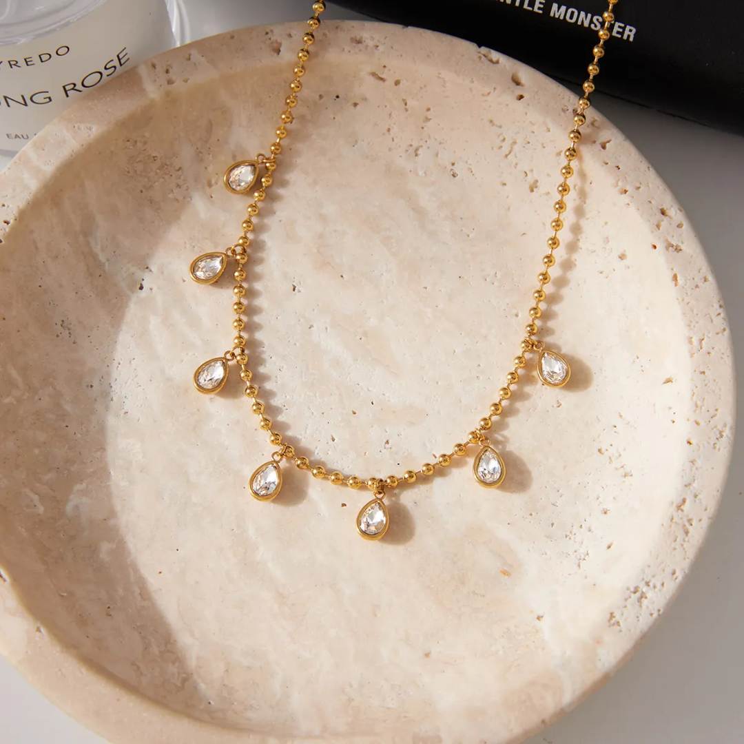 Pear Drop Ball Chain Necklace