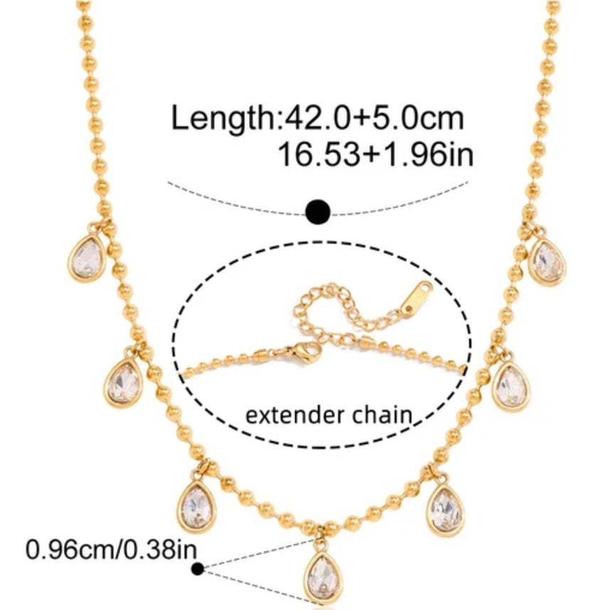 Pear Drop Ball Chain Necklace
