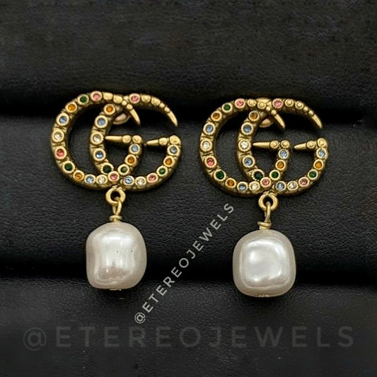 GG Multi Pearl Drop Earrings Etereo