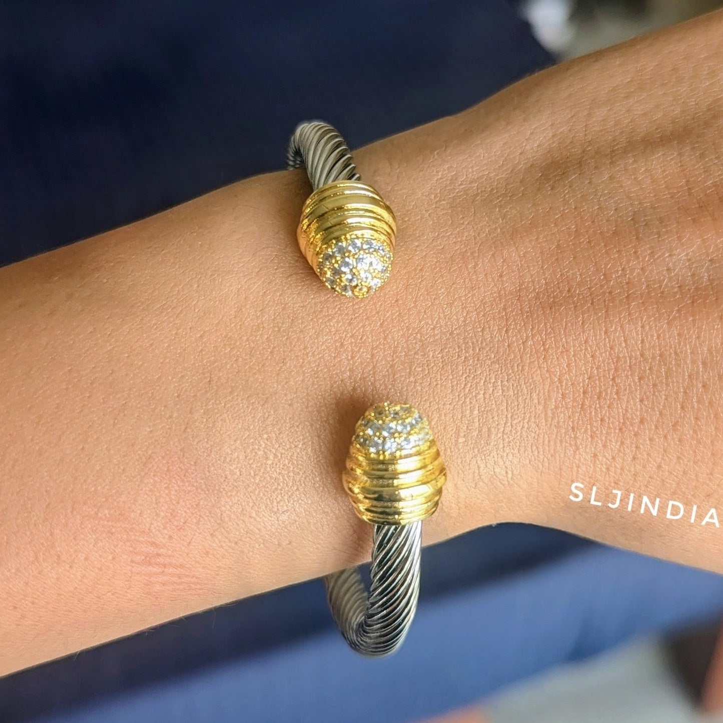 Two Tone Cuff Bracelet - Adjustable