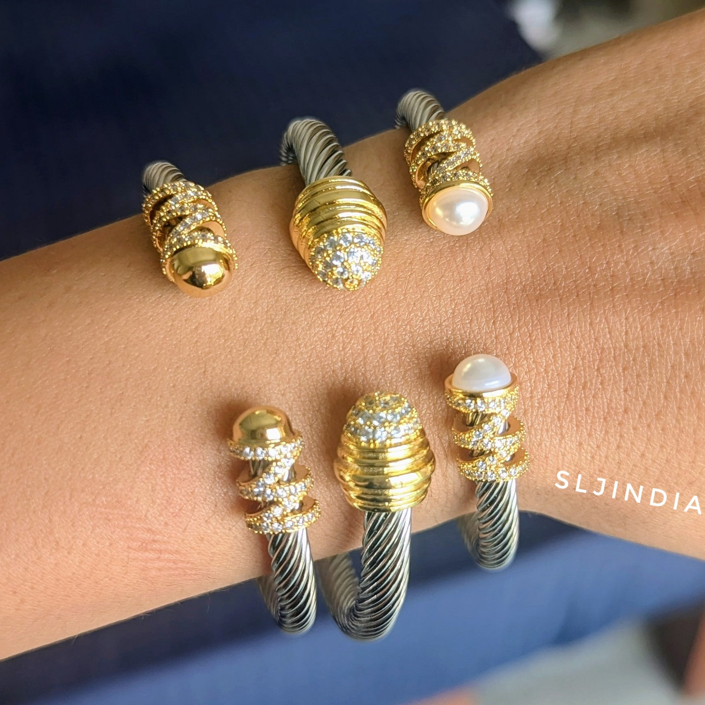 Two Tone Cuff Bracelets - Adjustable
