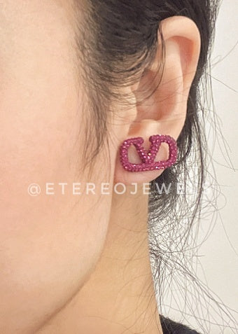 Etereo V Crystal Pink Earrings - Silver Lining Jewellery