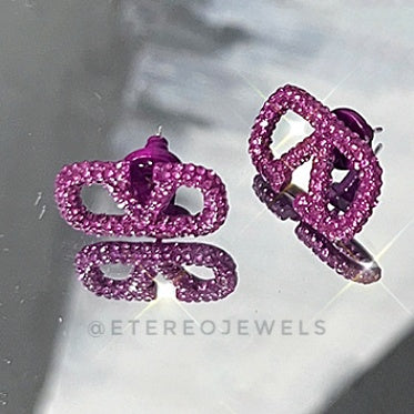 50% off Etereo Earrings V Crystal Pink Stud