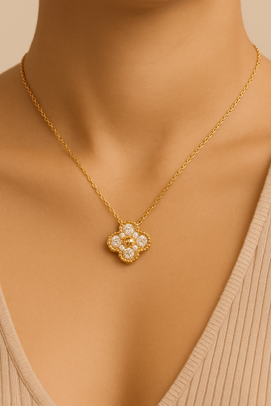 Clover Necklace Etereo with Cz