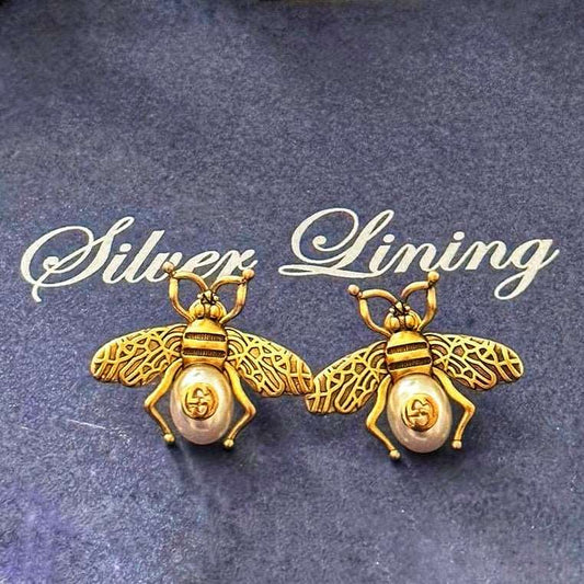 Bee Pearl Earrings GG Etereo - Silver Lining Jewellery