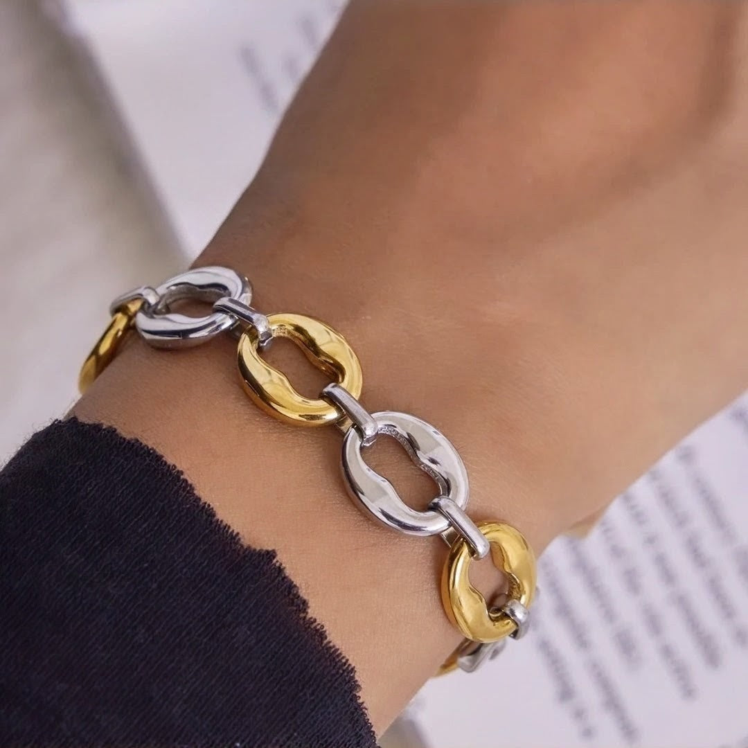 Two Tone Chain Link Bracelet
