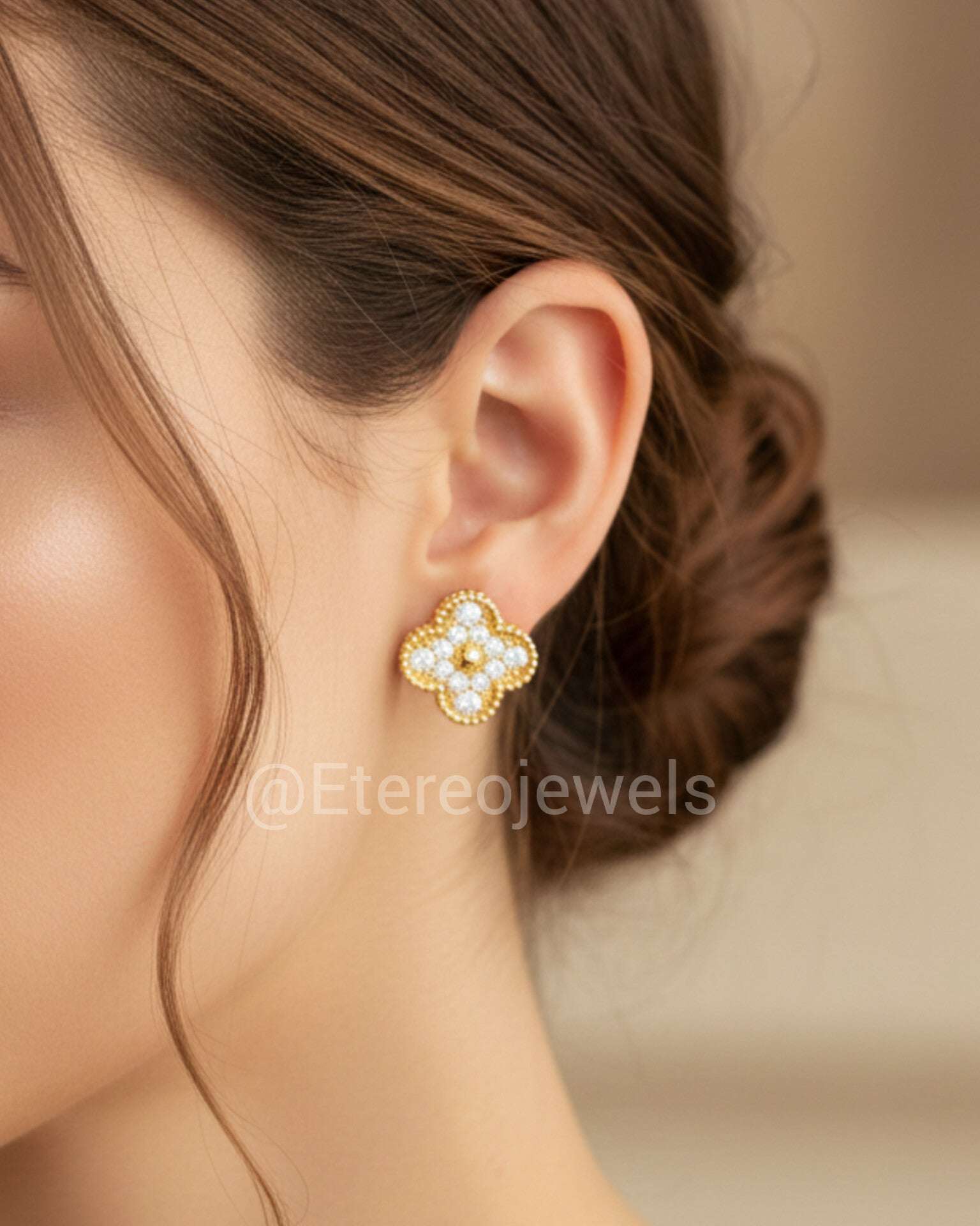Clover Earrings Etereo Cz with Clip