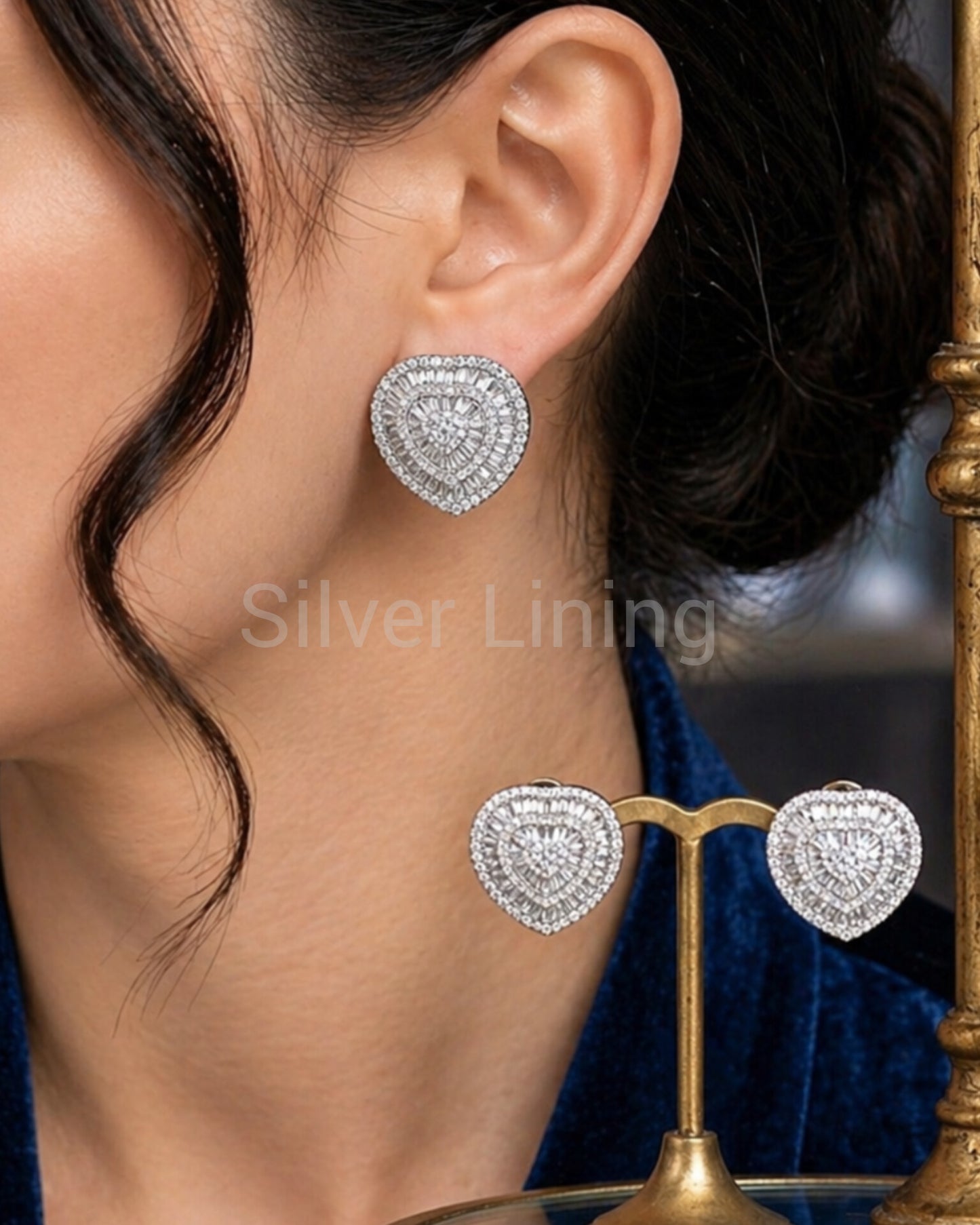 Heart Baguette Earrings