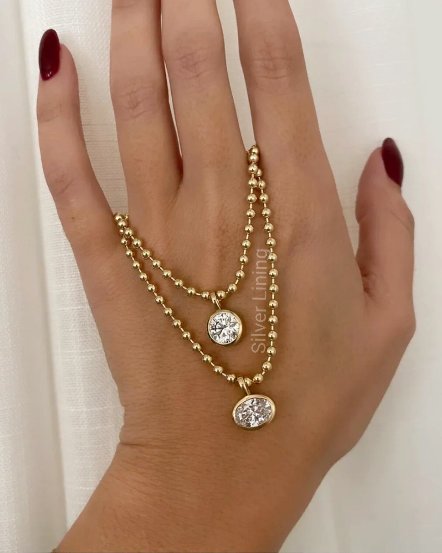 Solitaire Pendant Ball Chain Necklace