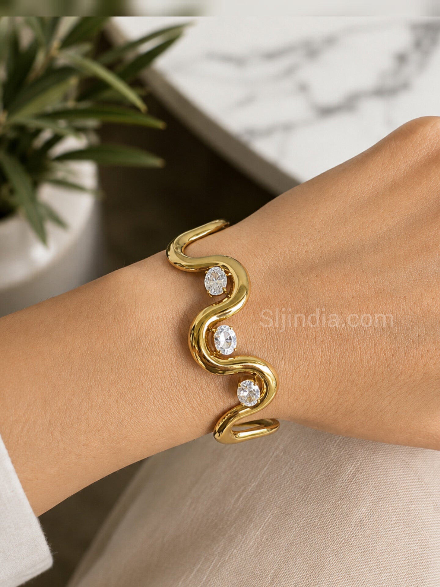 Wavy Cuff Bracelet - Adjustable