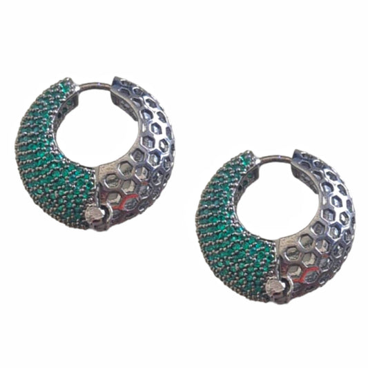 Emerald Green Pave Mini Hoop Earrings