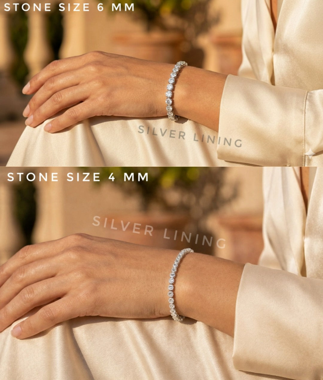 Round Tennis Bracelet - 18K Gold/Rhodium Plated - 7 inch