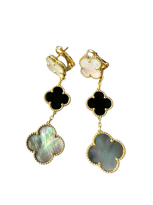 Three Clover Dangle Earrings Etereo