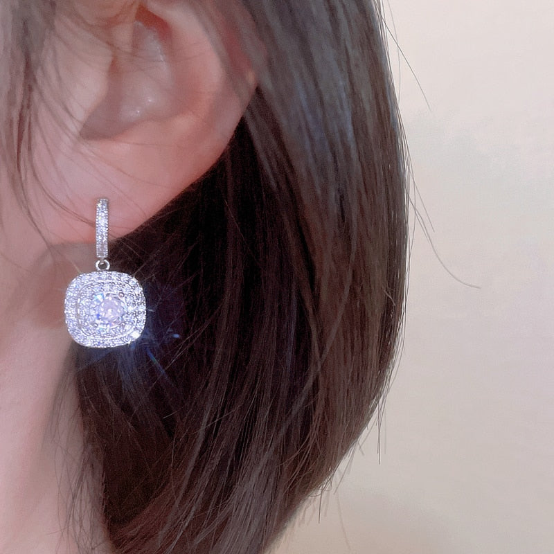 Silver Lining Jewellery Cushion Dangle Earrings Silver Lining Jewellery 