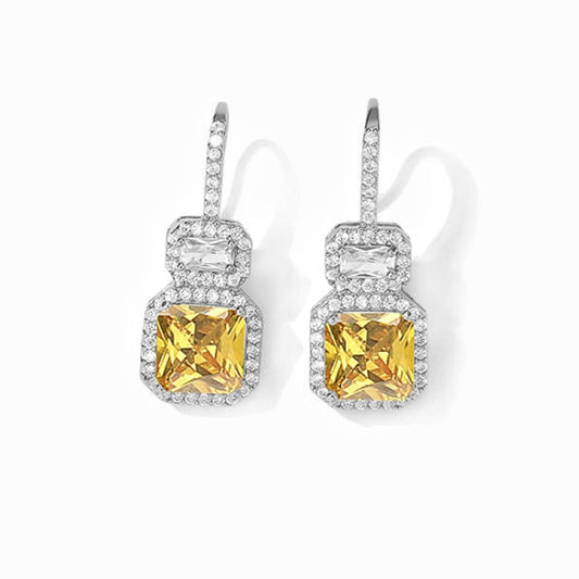 Yellow Cushion Hook Earrings - Silver Lining Jewellery