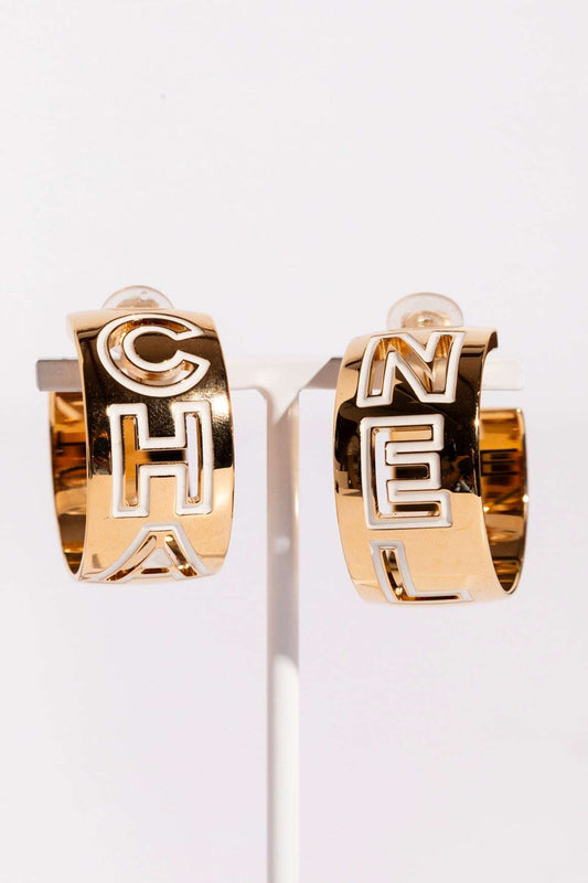 Cc Hoop Enamel Earrings