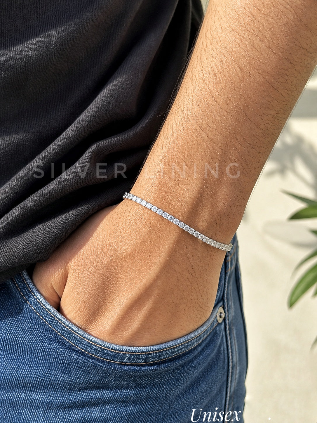Round Tennis Bracelet - 18K Gold/Rhodium Plated - 7 inch - Unisex