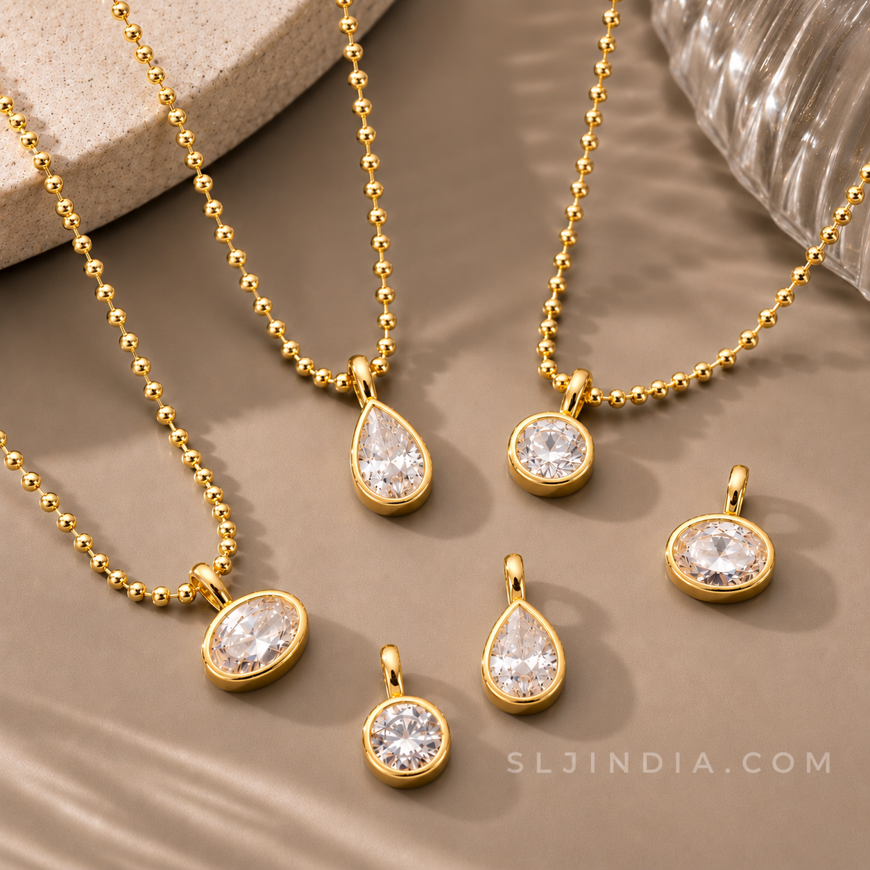 Solitaire Pendant Ball Chain Necklace