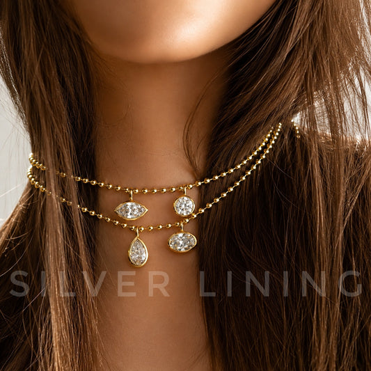 Solitaire Pendant Ball Chain Necklace