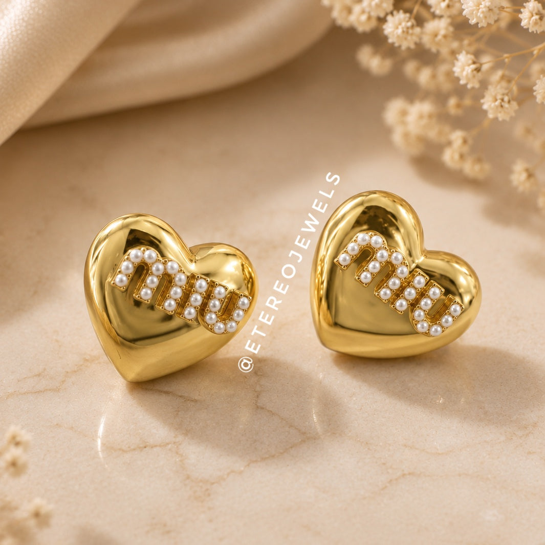 M Earrings Etereo Pearl Heart