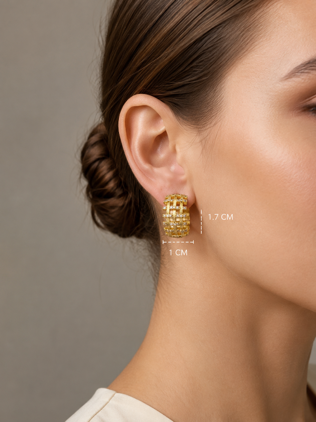 Gold Mesh Huggies Earrings
