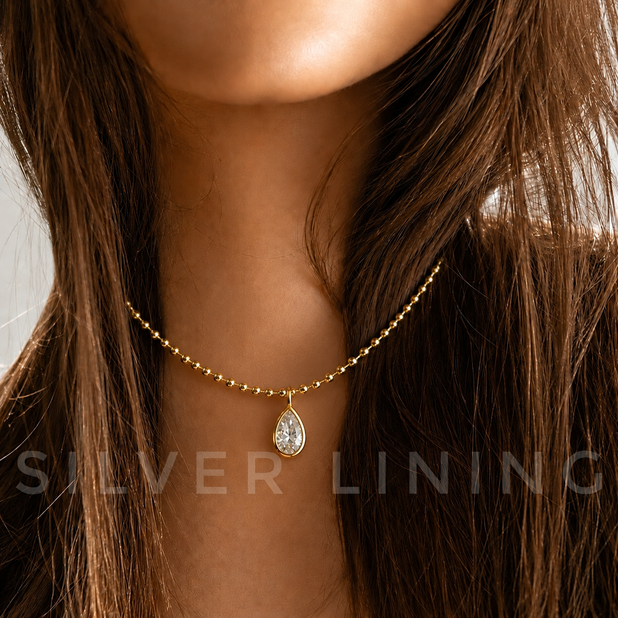 Solitaire Pendant Ball Chain Necklace