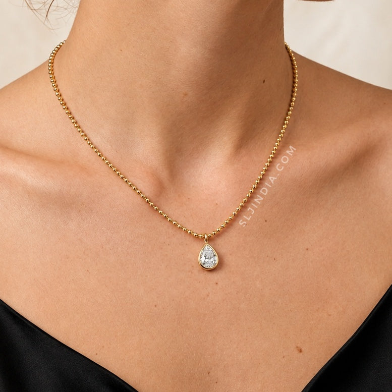 Solitaire Pendant Ball Chain Necklace