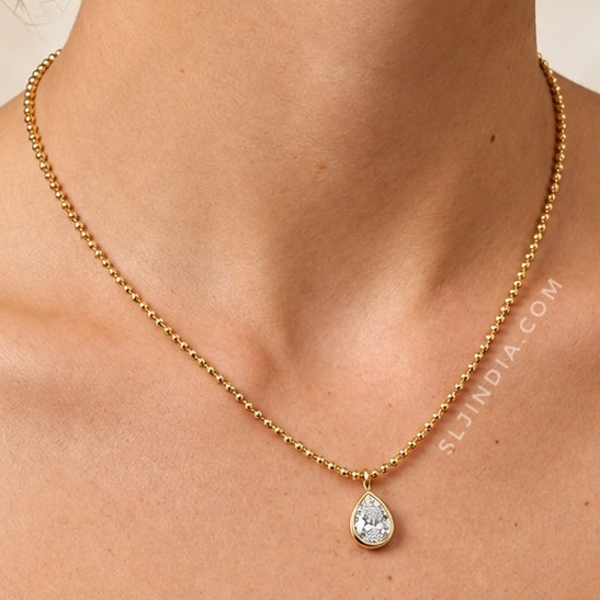 Solitaire Pendant Ball Chain Necklace