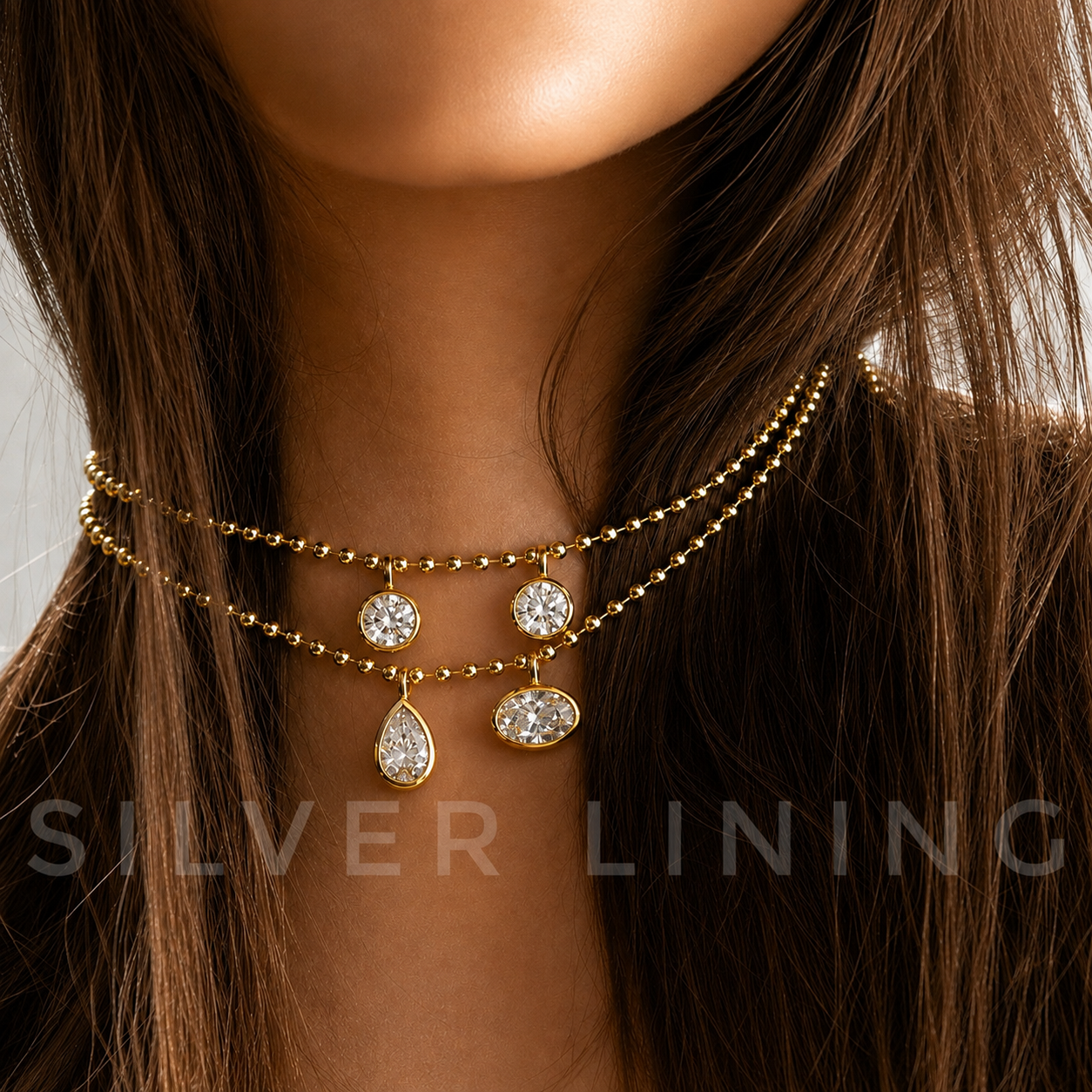 Solitaire Pendant Ball Chain Necklace