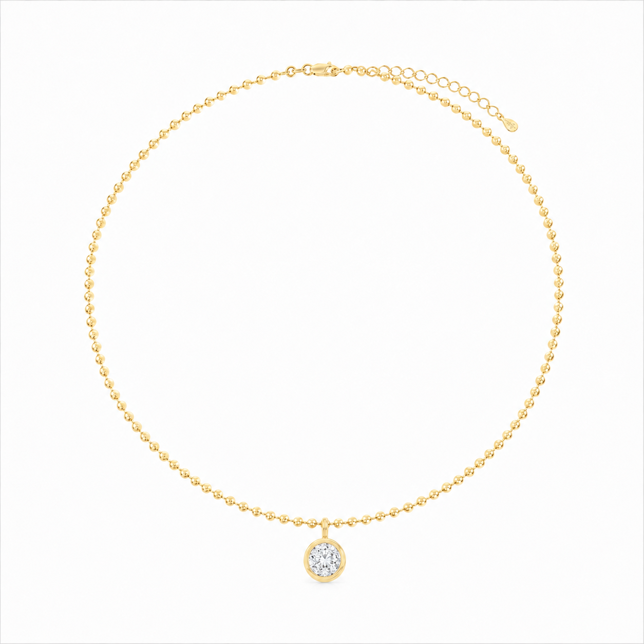 Solitaire Pendant Ball Chain Necklace