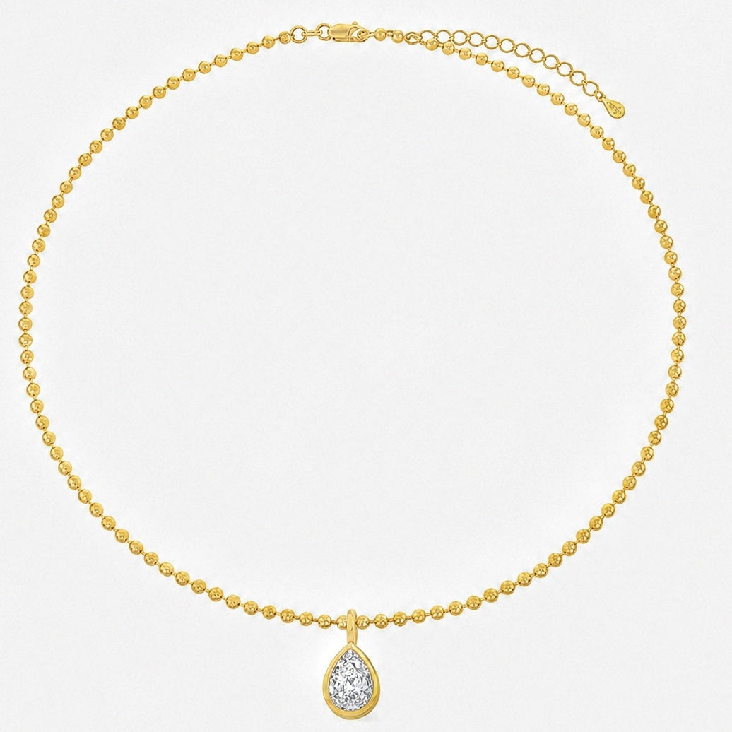 Solitaire Pendant Ball Chain Necklace