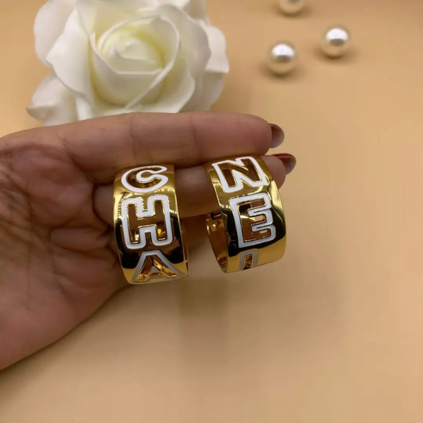 Cc Hoop Enamel Earrings