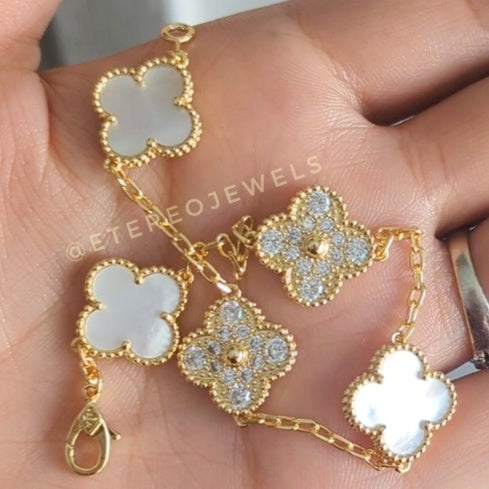 Clover Bracelet Etereo White Mop with Cz