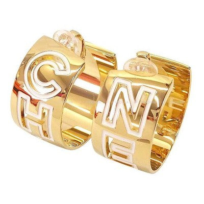 Cc Hoop Enamel Earrings